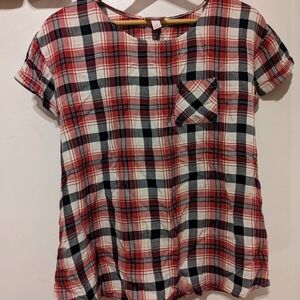 Isabel Maternity by Ingrid & Isabel Plaid Short Sleeve Top